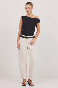Pants: IVY & JACK TRADITION BARREL JEANS - ECRU