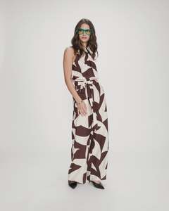 Pants: GRACE & MILA VEDETTE COMBINATION JUMPSUIT - CHOCOLATE