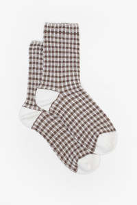 Antler: ANTLER - COCOA GINGHAM SOCK