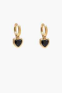 Antler: ANTLER HEART EARRING - BLACK