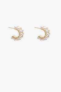 ANTLER PEARL CASCADE HOOP - GOLD