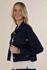 Humidity Lifestyle: HUMIDITY LIFESTYLE IVY DENIM JACKET - DARK BLUE