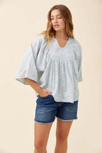 Isle Of Mine: ISLE OF MINE WILMA BLOUSE - LIGHT BLUE