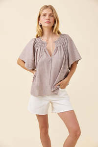 ISLE OF MINE LYNDELL SHIRRED TOP - TAUPE