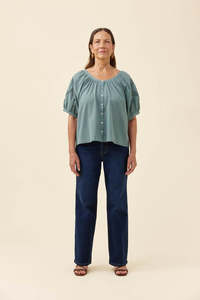 ISLE OF MINE FRANCES BUTTON TOP - SOFT TEAL