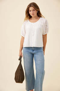 Isle Of Mine: ISLE OF MINE FRANCES BUTTON TOP - WHITE