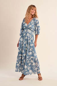 Molly Bracken: MOLLY BRACKEN WOVEN DRESS MAXI - BLUE DIVIYA
