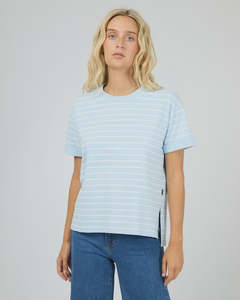 ALL ABOUT EVE AAE WASHED STRIPE TEE - OCEAN BLUE