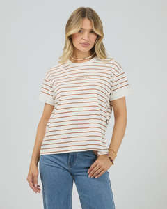 ALL ABOUT EVE AAE WASHED STRIPE TEE - CINNAMON