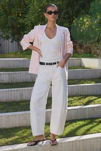 Products: AMONG THE BRAVE - VARSITY BARREL JEANS - IVORY