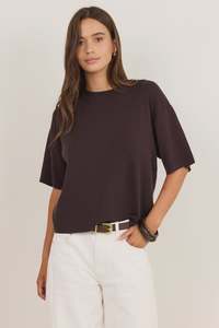 STORIES BE TOLD - INTREPID KNIT TEE - CHOCOLATE