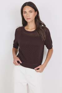 Products: IVY & JACK DAPPLE LACE TEE - CHOCOLATE