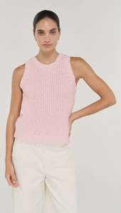 STAPLE THE LABEL COVE KNIT TANK - ROSE PINK