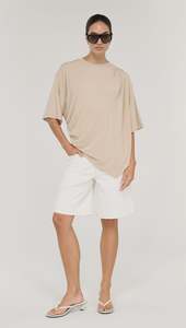 STAPLE THE LABEL ZELLE DRAPED OVERSIZE TEE - BEIGE