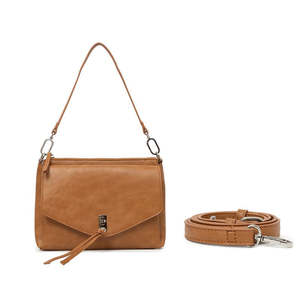 Accessories: BLACK CAVIAR BAGS - BECKY FLAP CROSSBODY - TAN