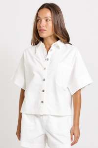 Betty Basics: BETTY BASICS DAWN DENIM SHIRT - WHITE