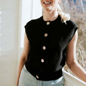 Moke Nz: MOKE NZ - CAMILLA SWEATER VEST - BLACK