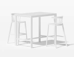 Stratus Table With Aria Chairs 3-Piece Outdoor Bar Set