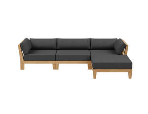 Newport Teak Outdoor Sofa With Ottoman- 4 Seat