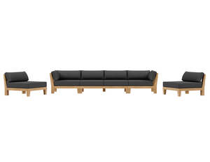 Teak Lounge: Newport Teak Outdoor Sofa with Armless Chairs - 6 Seat
