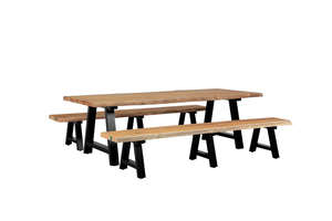 Teak Dining Table Chair Set: Robusta Teak Dining Table And Bench Bundle - 250cm