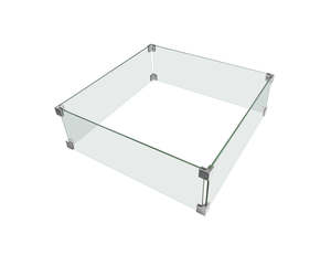 Square Fire Pit Glass Wind Guard -56.1 X 56.1 X 18cm