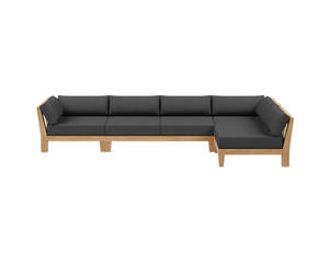 Newport Teak Outdoor Sofa L Sectional - 5 Seat