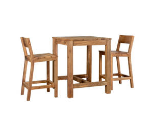 Teak Counter Chair & Square Table 75cm Set - 3PCS