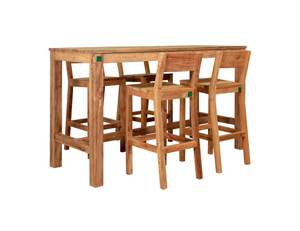 Teak Bar Chair & Rectangular Table Set - 5PCS
