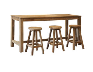 Teak Bar Stool & Long Rectangular Table Set - 4PCS
