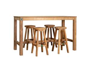 Teak Bar Stool And Rectangular Table - 5PCS