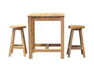 Outdoor Bar Furniture: Teak Bar Table & Stool Set - 3PCS