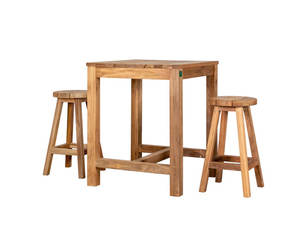 Outdoor Bar Furniture: Teak Counter Table & Stool Set - 3PCS