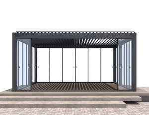 Glass Sliding Door For Caribbean Wall Mounted Pergola