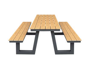 Argus Wave Aluminium Outdoor Picnic Table Set with WPC Top