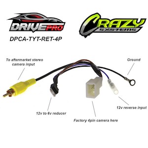 Toyota: 4pin Factory Camera Adapter, Retains factory 6V cameras in Toyota vehicles