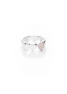 Stolen Girlfriends Club: Ring | Band of Hearts (Rose Quartz/Sterling Silver)