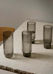 Ferm Living: Glass | Ripple Long Drink (Smoked Grey)