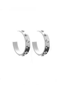 Silk And Steel: Earrings | Odyssée Stud Hoop (Silver)