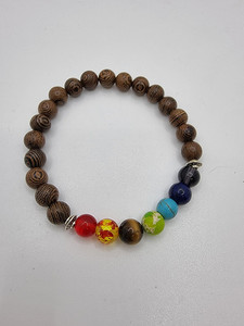 Chakra bracelet with wooden mala beads Cre8tive-Gems