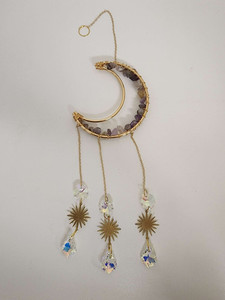 Products: Suncatcher - Moon with Amethyst chips Cre8tive-Gems