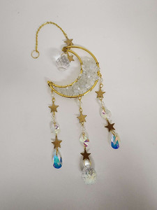 Suncatcher - Moon with Clear Quartz chips Cre8tive-Gems