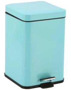 FOOT PEDAL STAINLESS STEEL TRASH BIN SQUARE 6L BLUE