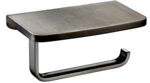 CUBIC TOILET ROLL HOLDER WITH SHELF GUN METAL