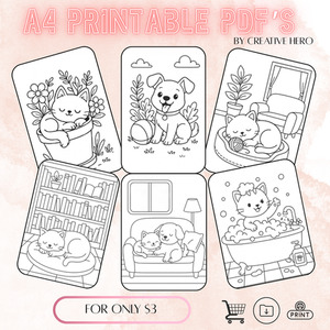 Products: Bundle ONE - 6 colouring pages ready to print Creative Hero NZ