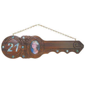 Birthdays: Paua Inlaid Hand Carved 21st Key