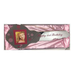 Birthdays: Glass Mirrored 21st Key with Photo - Pink