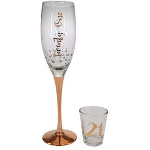 Champagne & Shot Glass - 21st - Rose Gold