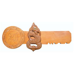 Wooden 21st Key with Manaia