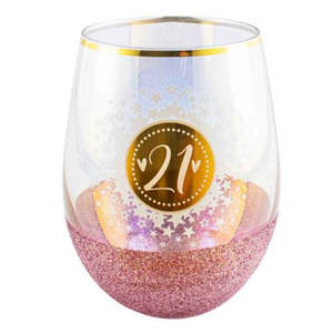 Glitterati Stemless Wine Glass - 21st